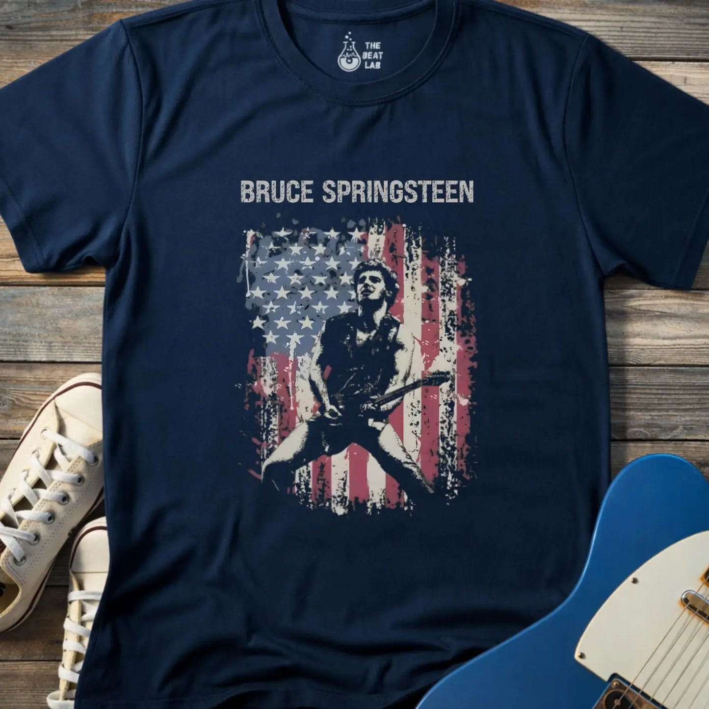 Springsteen American Flag T-shirt - Navy / S - T-Shirt
