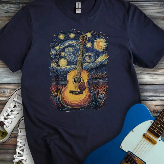 Starry Night Guitar T-shirt Navy