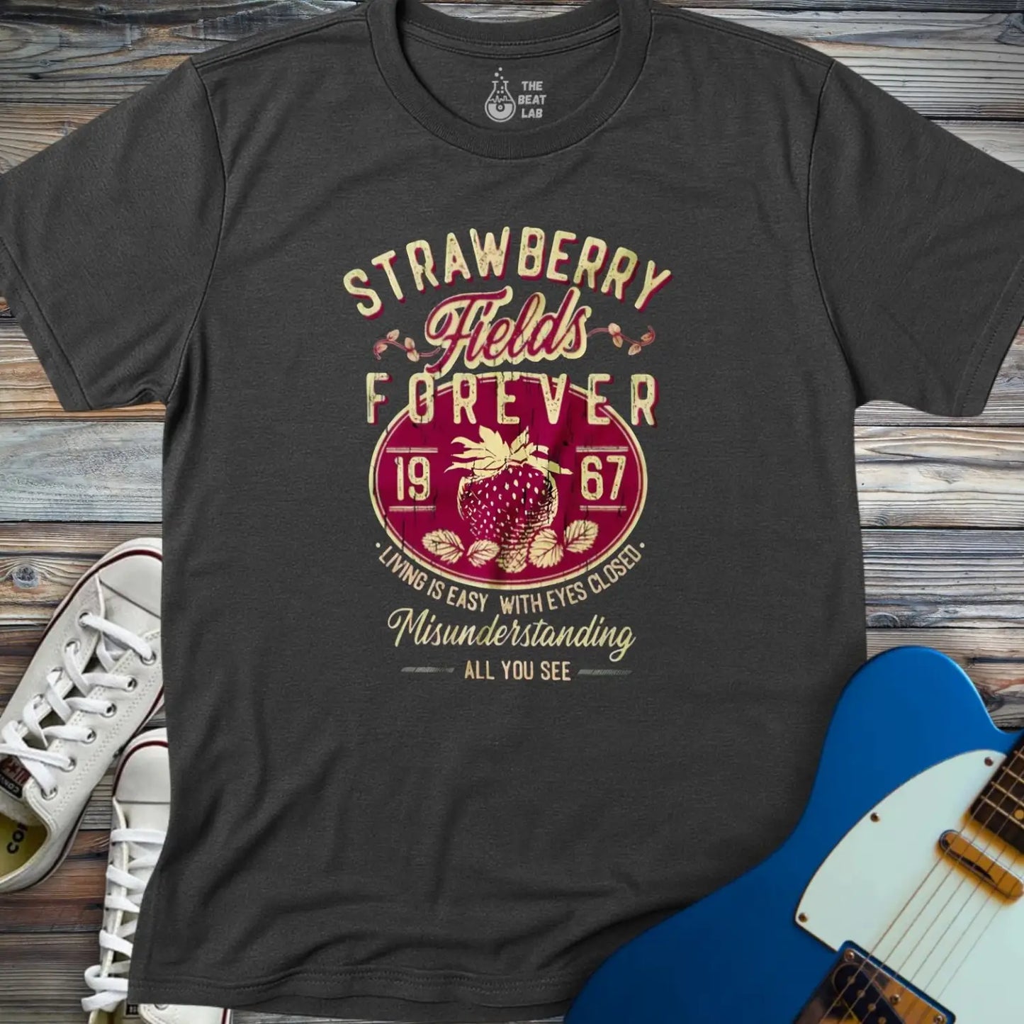 Strawberry Fields Forever T-shirt - Dark Heather Grey / S - T-Shirt