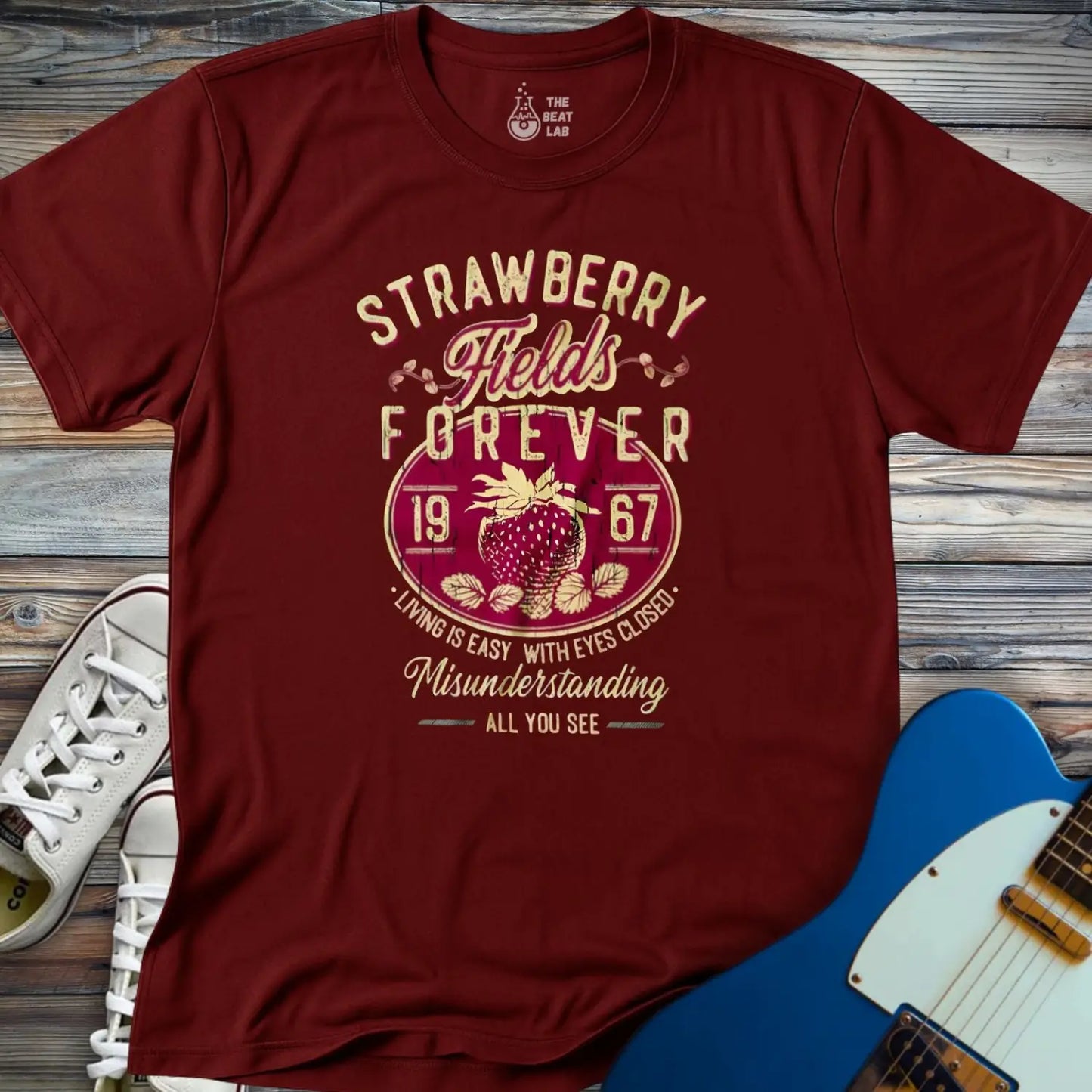 Strawberry Fields Forever T-shirt - Maroon / S - T-Shirt