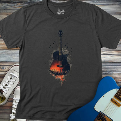 Sunset City Skyline T-shirt - Dark Heather Grey / S - T-Shirt