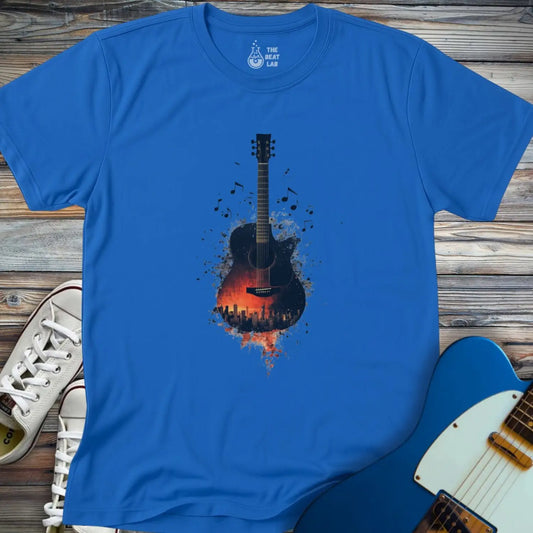 Sunset City Skyline T-shirt - Royal / S - T-Shirt