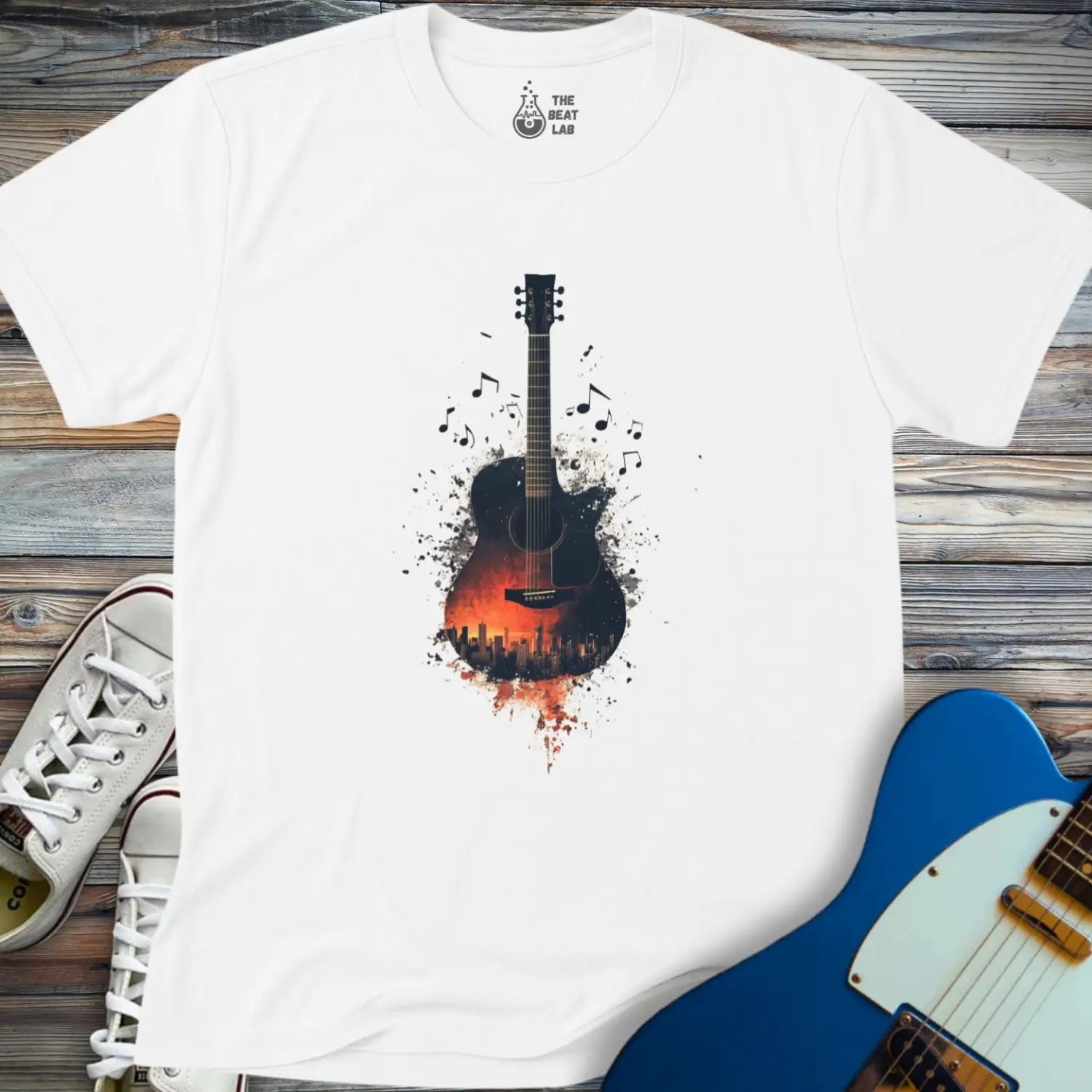 Sunset City Skyline T-shirt - White / S - T-Shirt