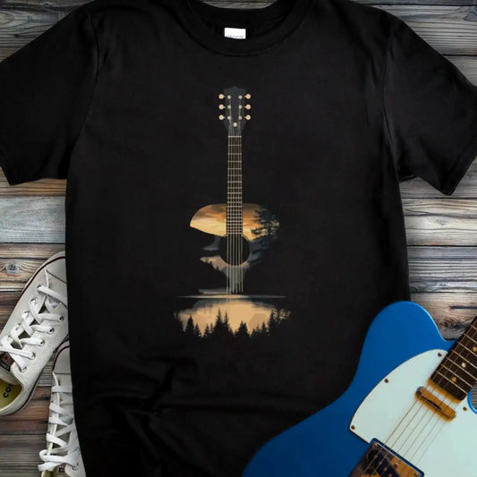 Sunset Forest Guitar T-shirt Black