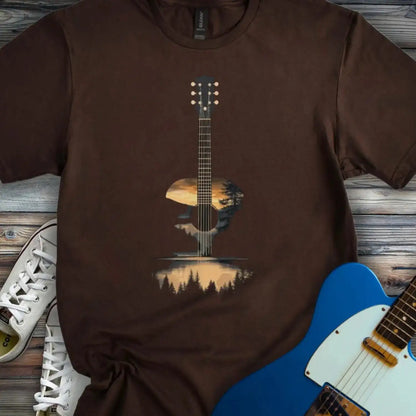 Sunset Forest Guitar T-shirt Dark Chocolate