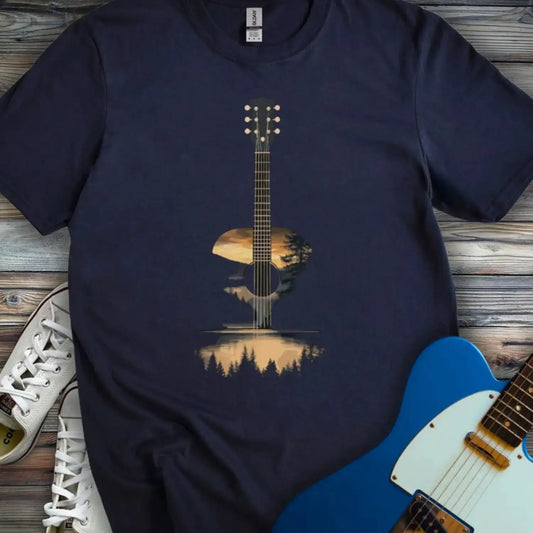 Sunset Forest Guitar T-shirt Navy
