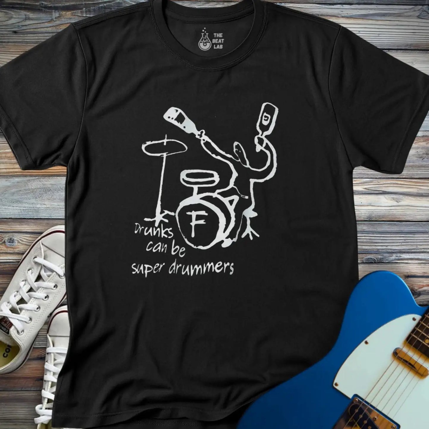 Super Drummer T-shirt - Black / S - T-Shirt