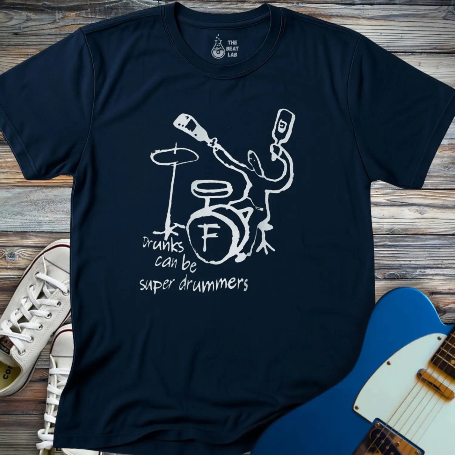 Super Drummer T-shirt - Navy / S - T-Shirt