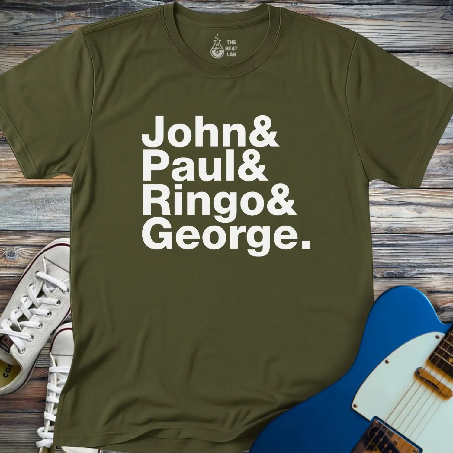 The Beatles Ampersand T-Shirt - Military Green / S - T-Shirt