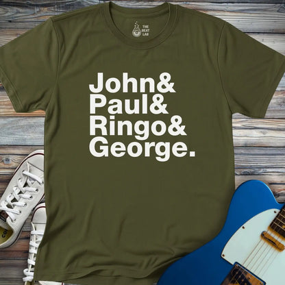 The Beatles Ampersand T-Shirt - Military Green / S - T-Shirt