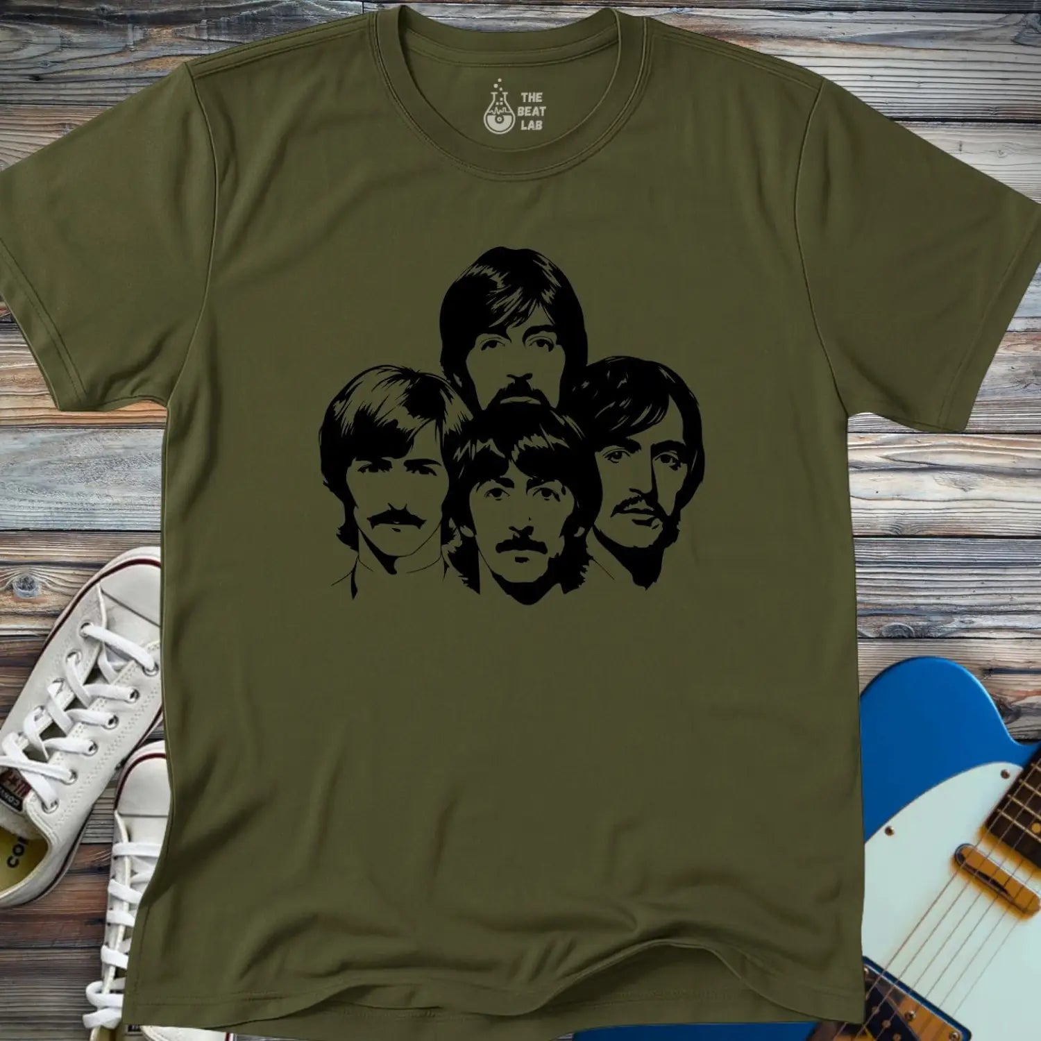 The Beatles Members T-shirt - Military Green / S - T-Shirt