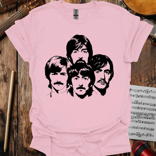 The Beatles Members T-shirt - S / Light Pink - T-Shirt