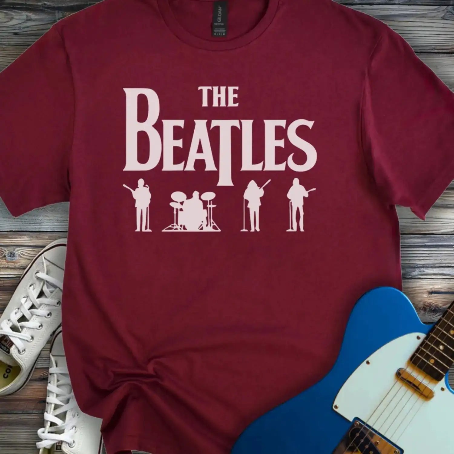 The Beatles Silhouette T-shirt Maroon