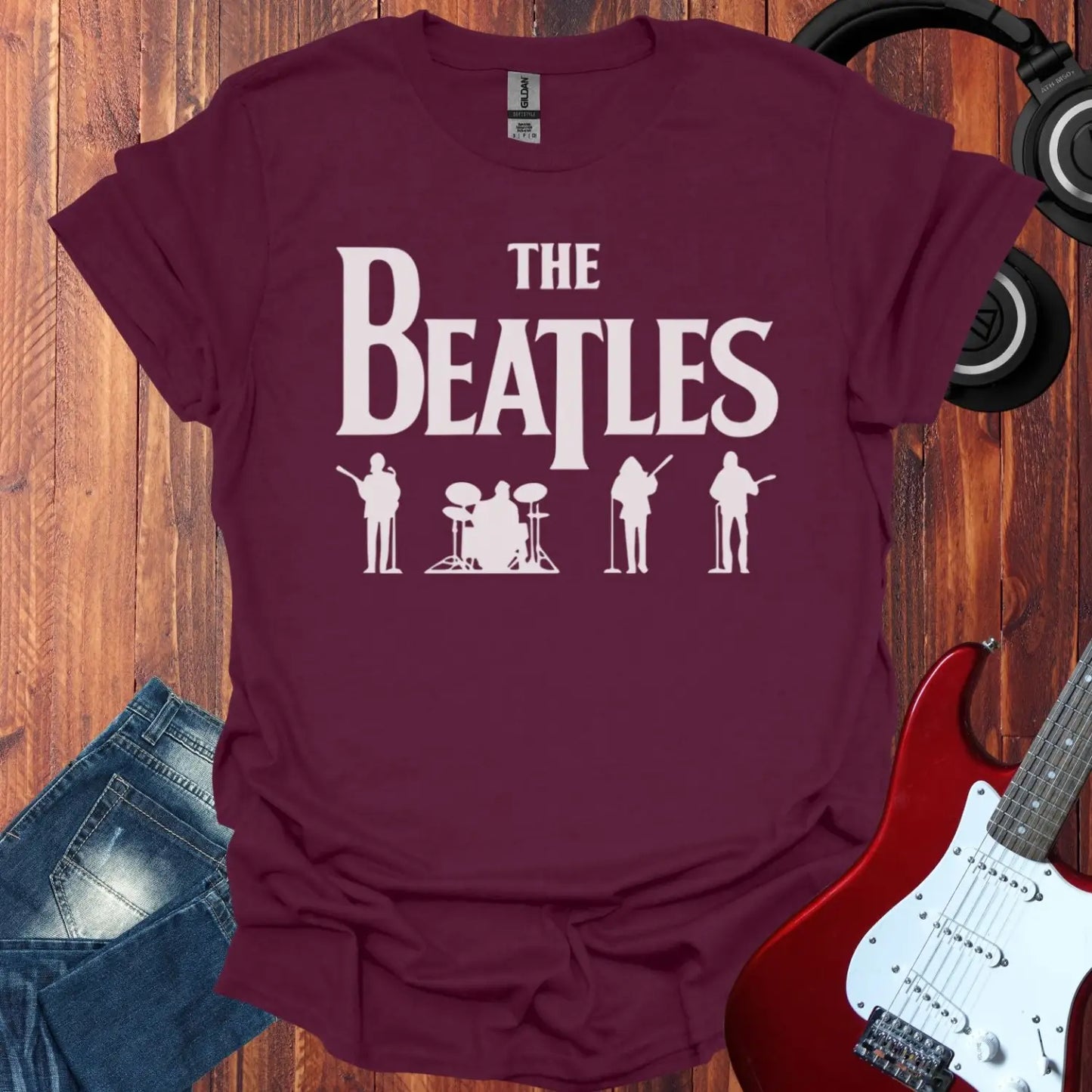 The Beatles Silhouette T-shirt Maroon