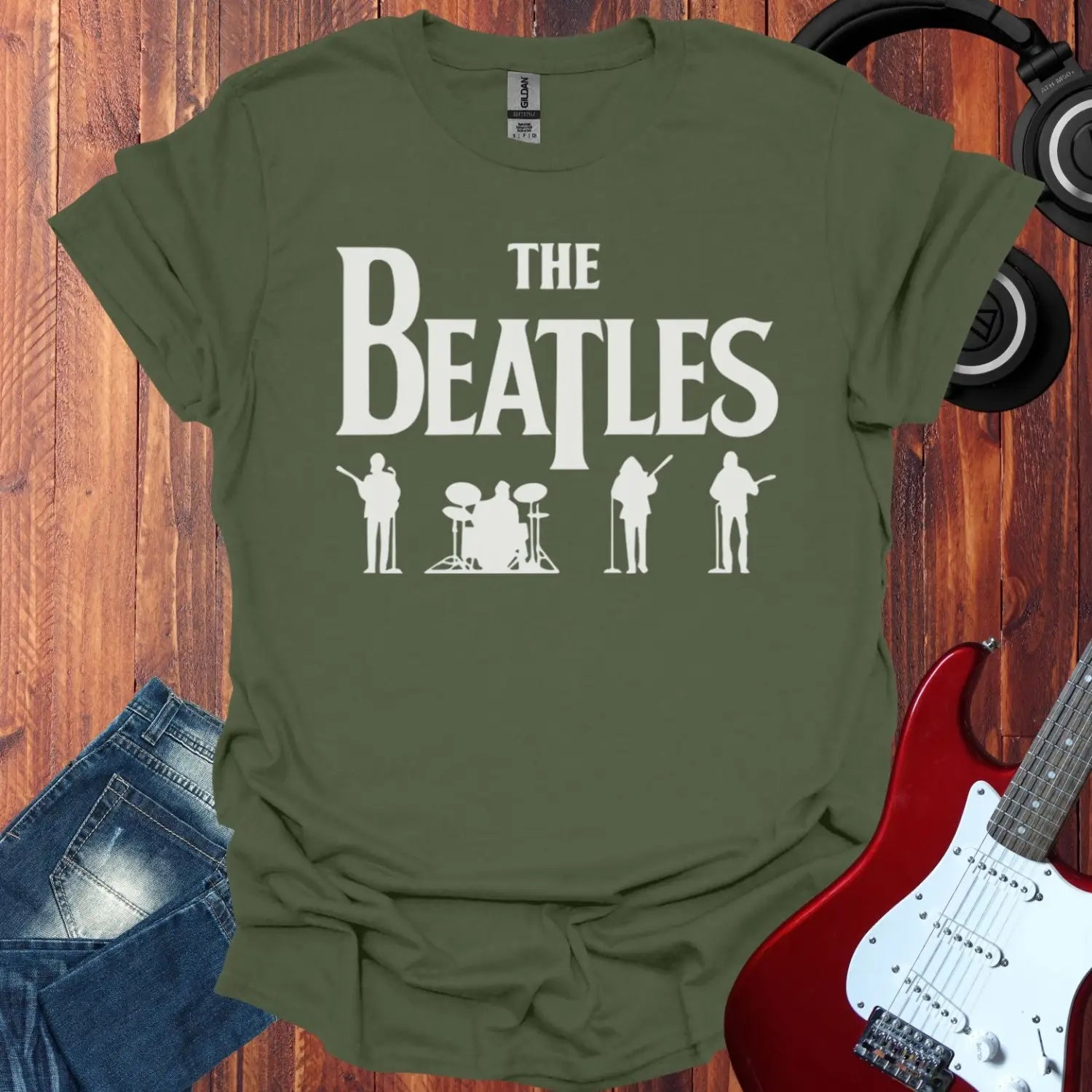 The Beatles Silhouette T-shirt Military Green