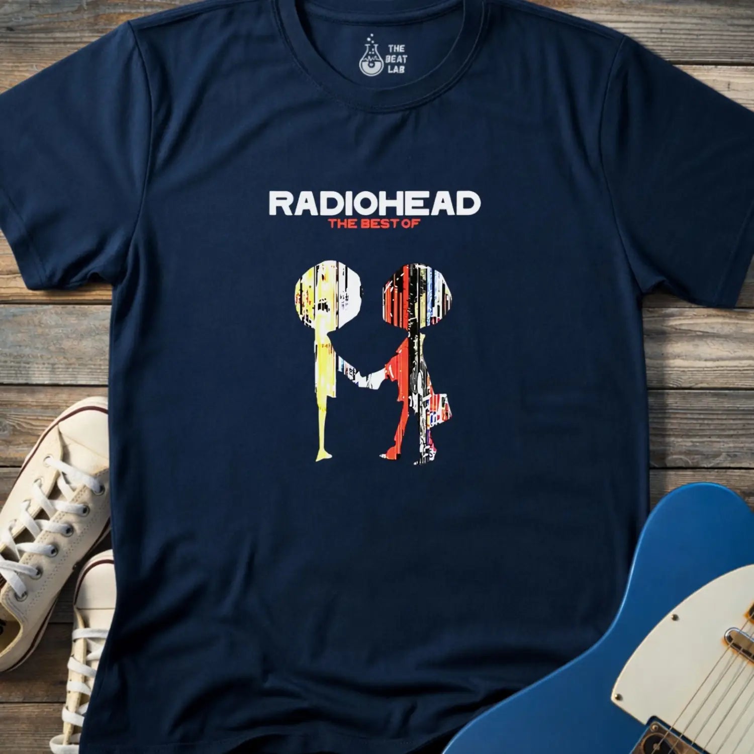 Navy blue adult unisex gildan 64000 shirt featuring The Best of Radiohead album