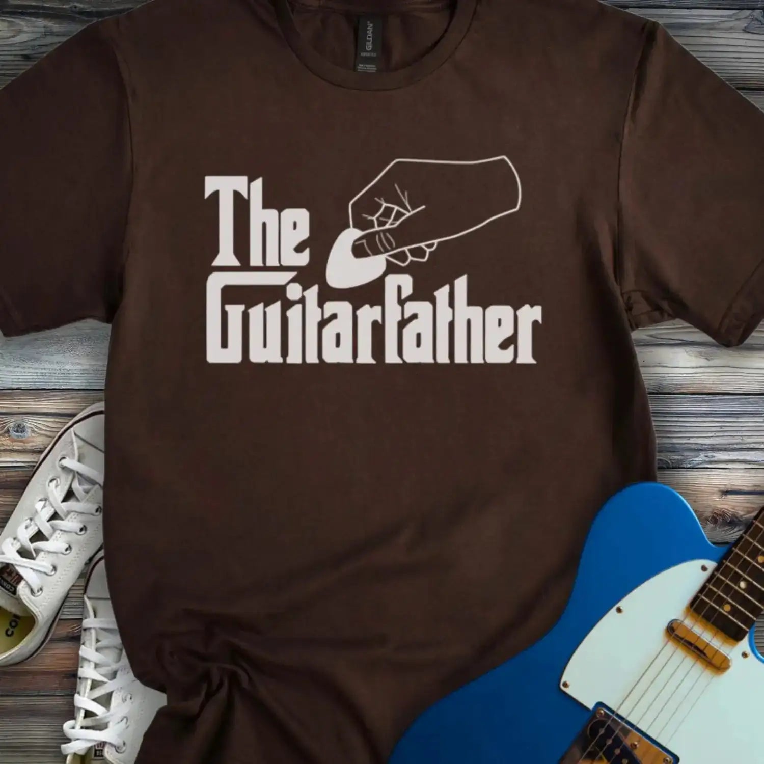 The Guitar Father T-shirt Dark Chocolate