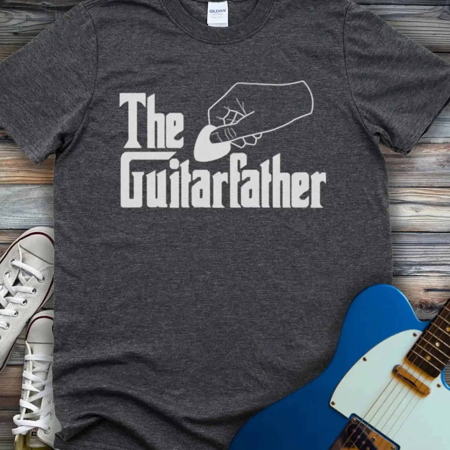 The Guitar Father T-shirt Dark Heather Grey
