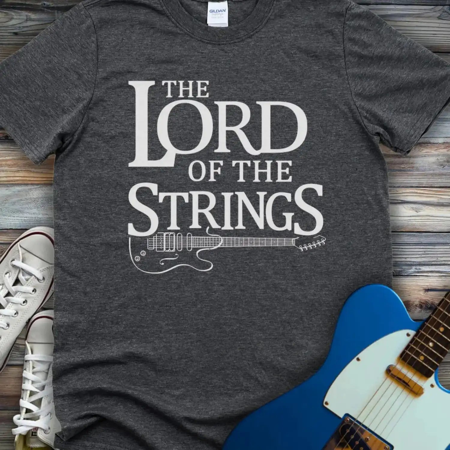 The Lord of the Strings T-shirt Dark Heather Grey