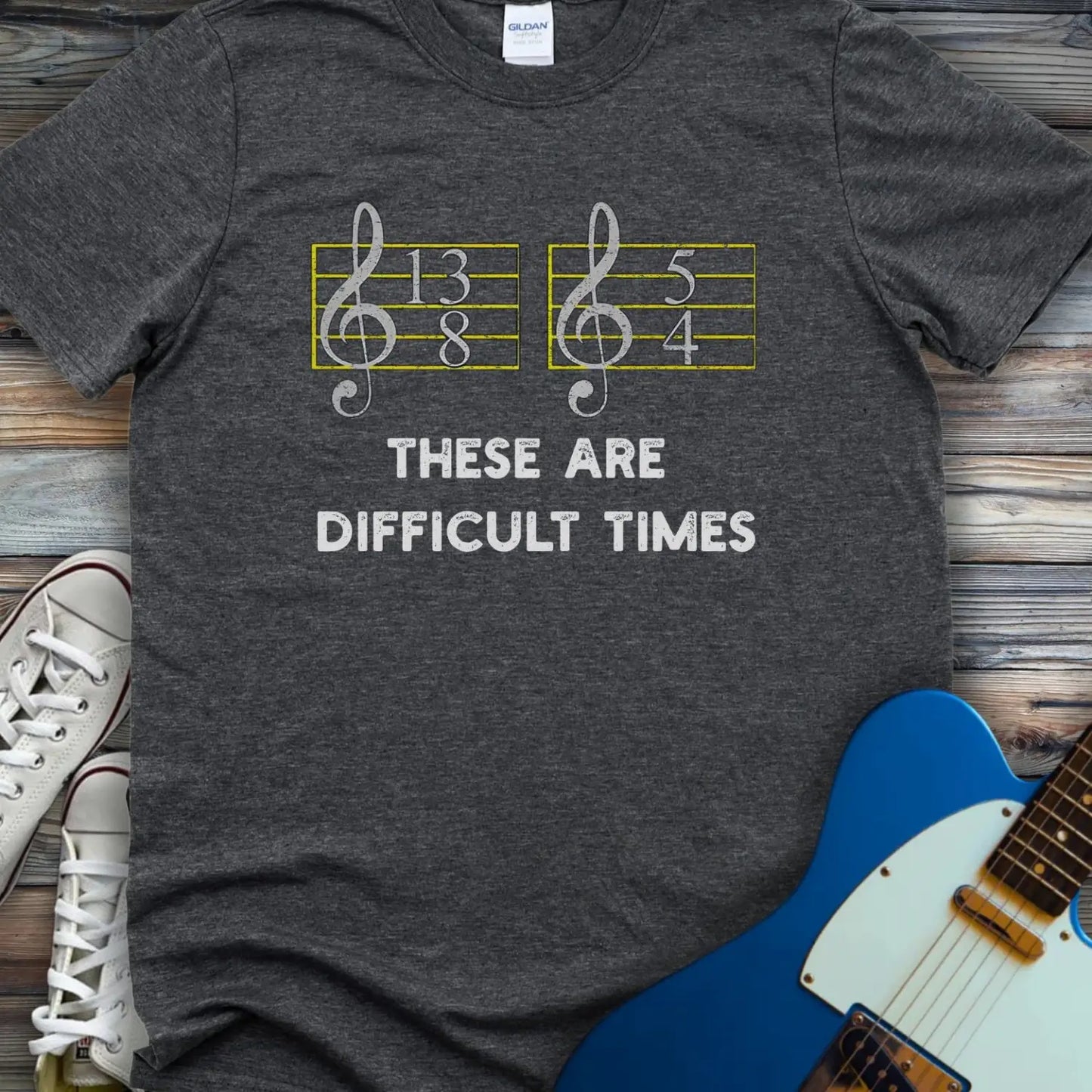 These Are Difficult Times T-shirt - Dark Heather Grey / S - T-Shirt