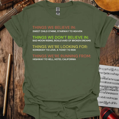 Things We Believe In T-shirt - S / Military Green - T-Shirt