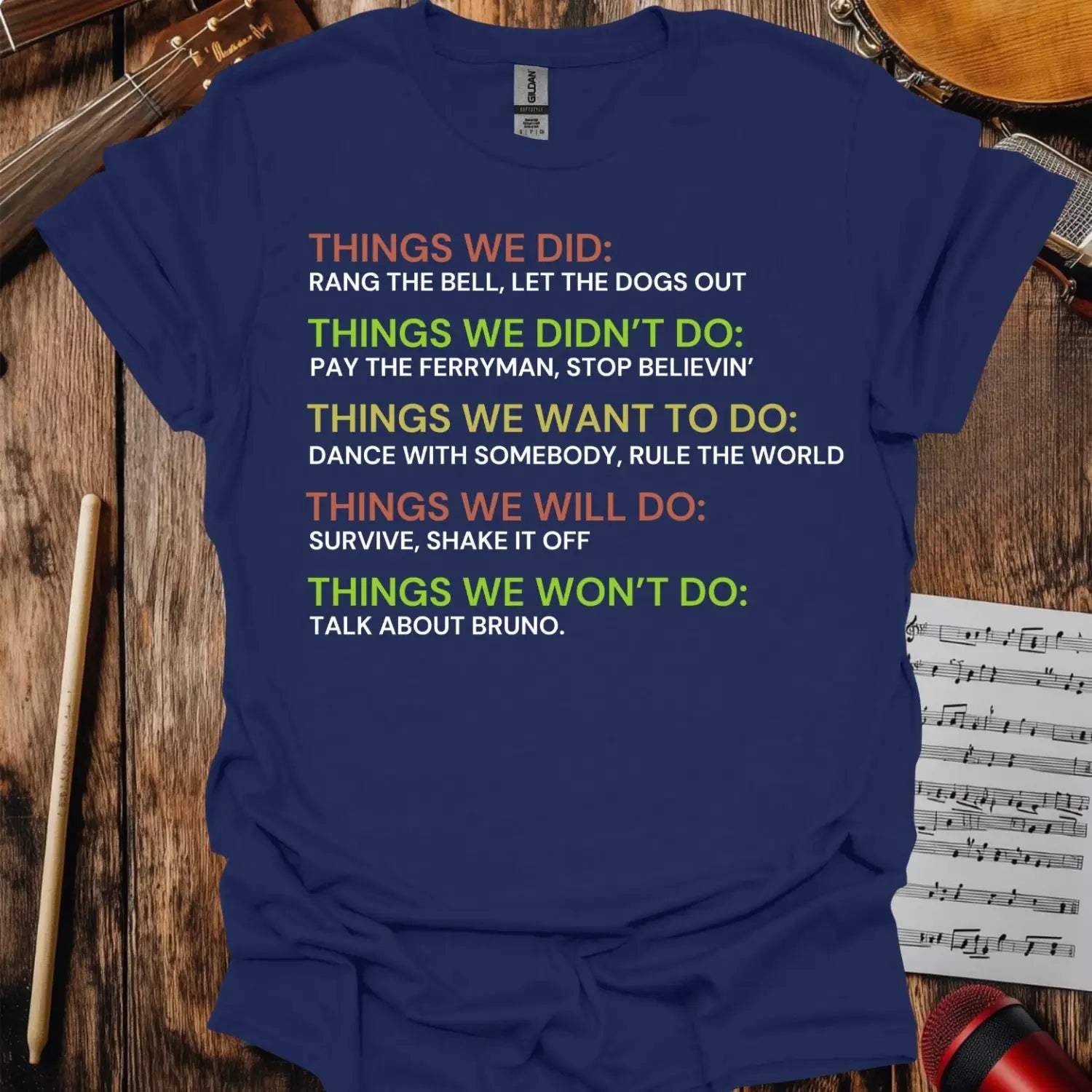 Things We Did and Won’t Do T-shirt - S / Navy - T-Shirt