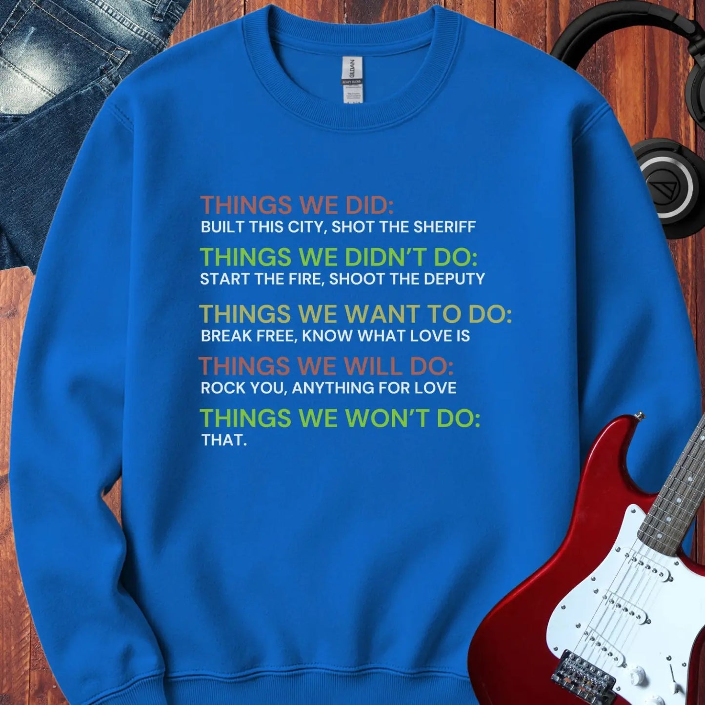 Things We Did Crewneck Royal