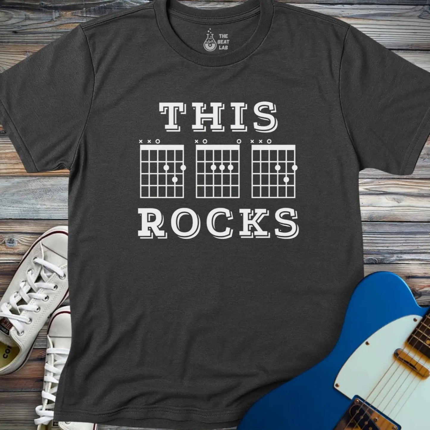 This Dad Rocks T-shirt - Dark Heather Grey / S - T-Shirt