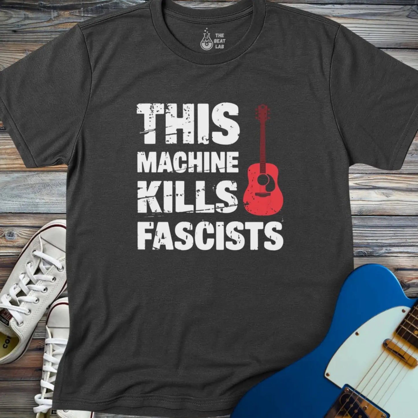 This Machine Kills Fascists T-shirt - Dark Heather Grey / S - T-Shirt