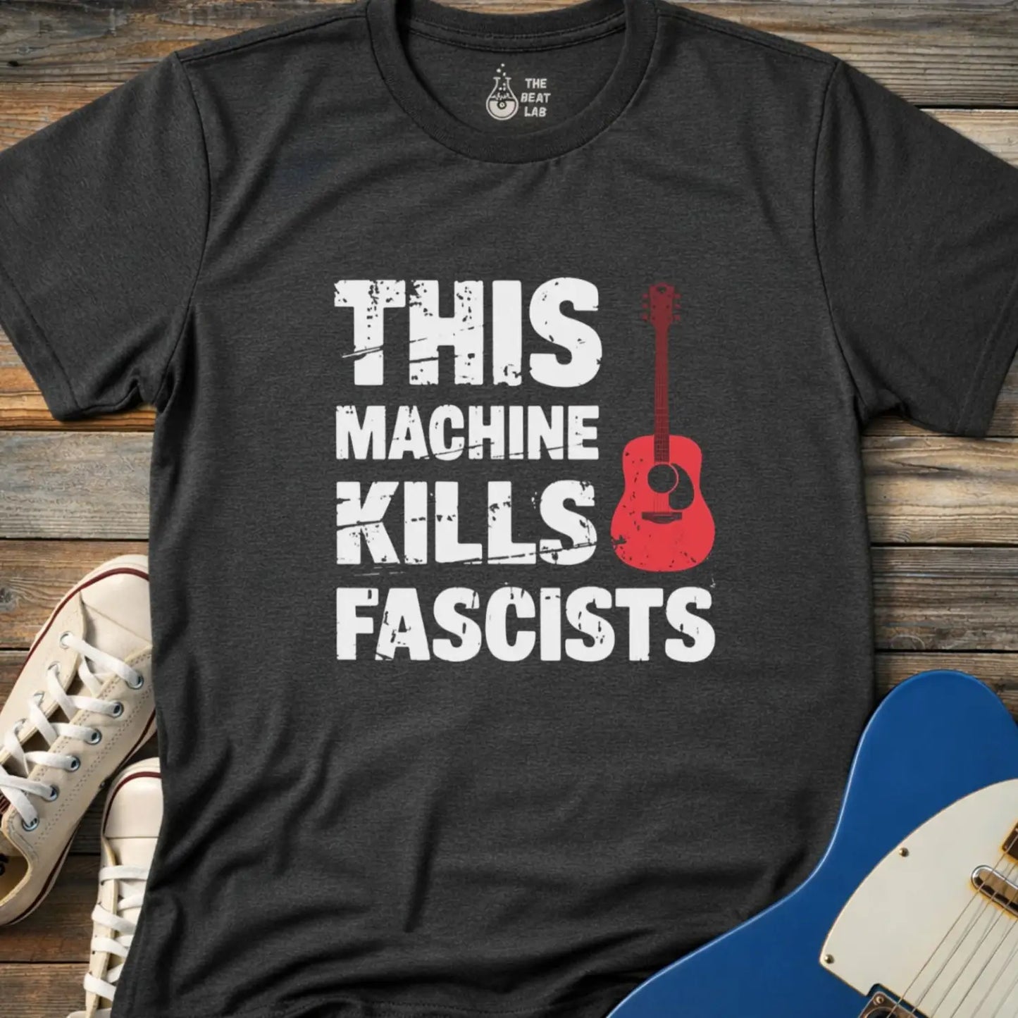 This Machine Kills Fascists T-shirt - Dark Heather Grey / S - T-Shirt