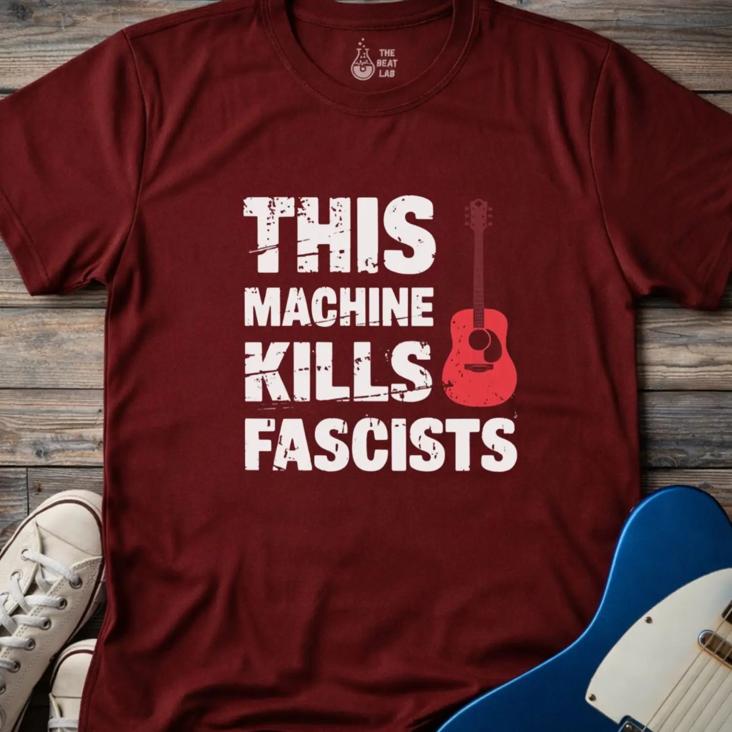 This Machine Kills Fascists T-shirt - Maroon / S - T-Shirt