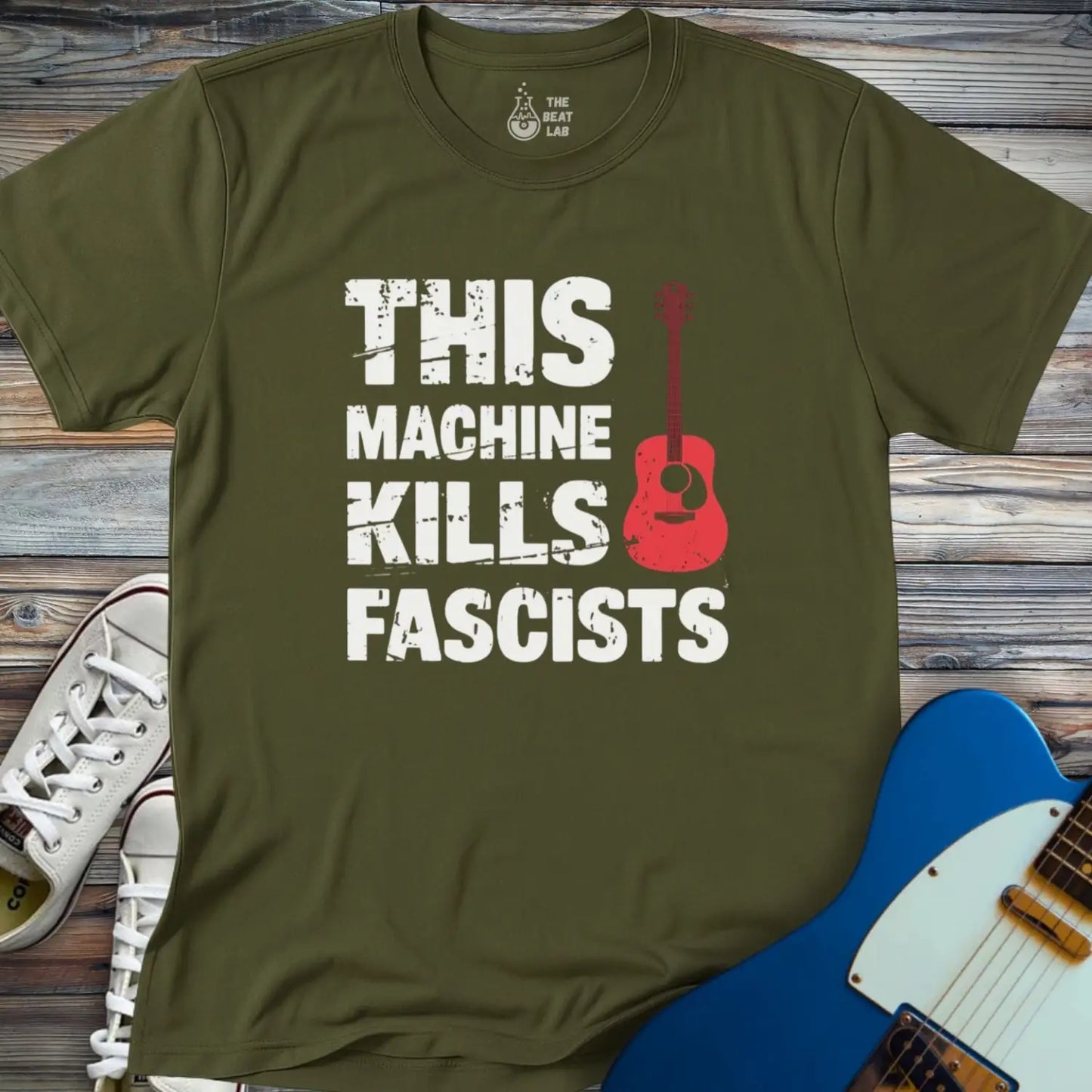 This Machine Kills Fascists T-shirt - Military Green / S - T-Shirt