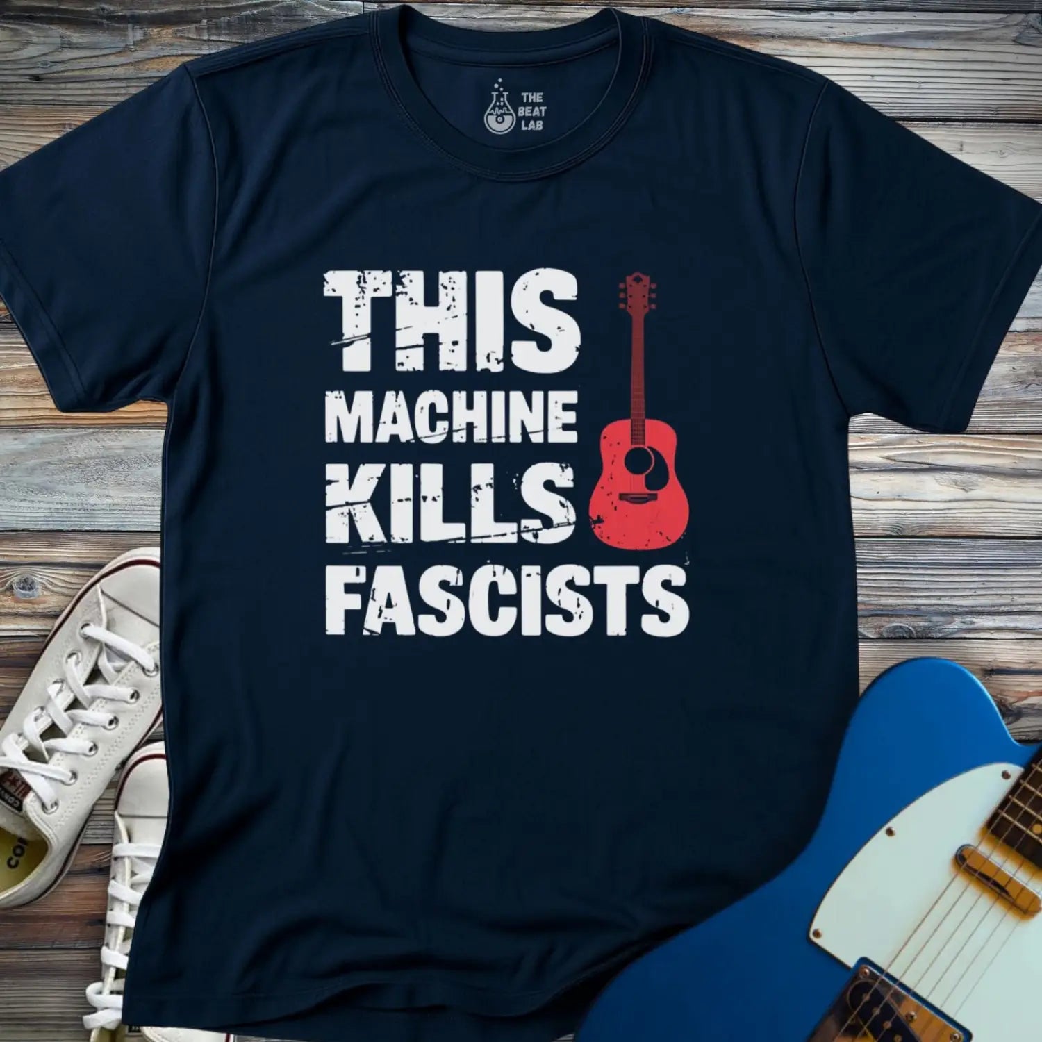 This Machine Kills Fascists T-shirt - Navy / S - T-Shirt