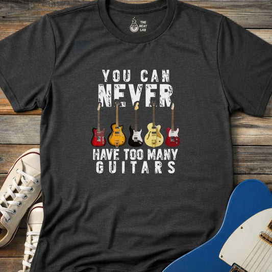 Too Many Guitars T-shirt - Dark Heather Grey / S - T-Shirt