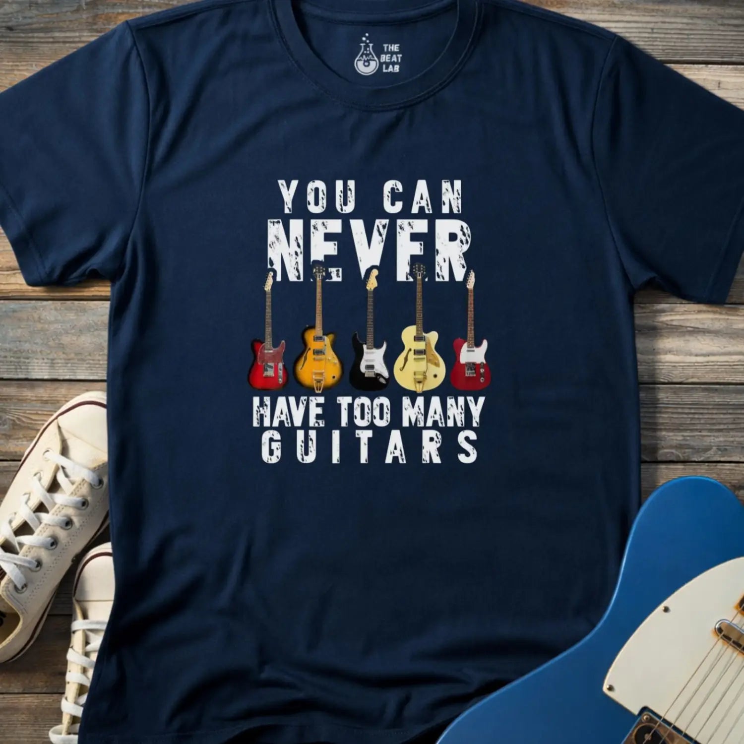 Too Many Guitars T-shirt - Navy / S - T-Shirt