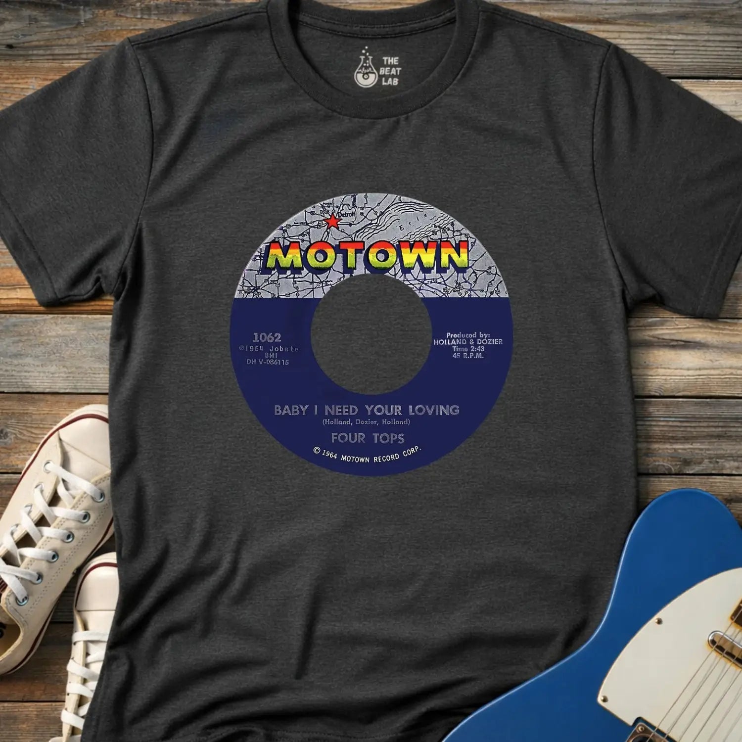 Vintage Motown Record T-shirt - Dark Heather Grey / S - T-Shirt
