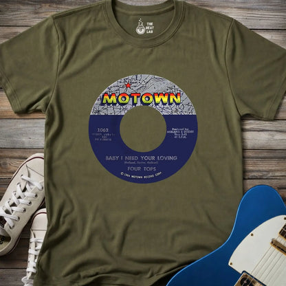 Vintage Motown Record T-shirt - Military Green / S - T-Shirt