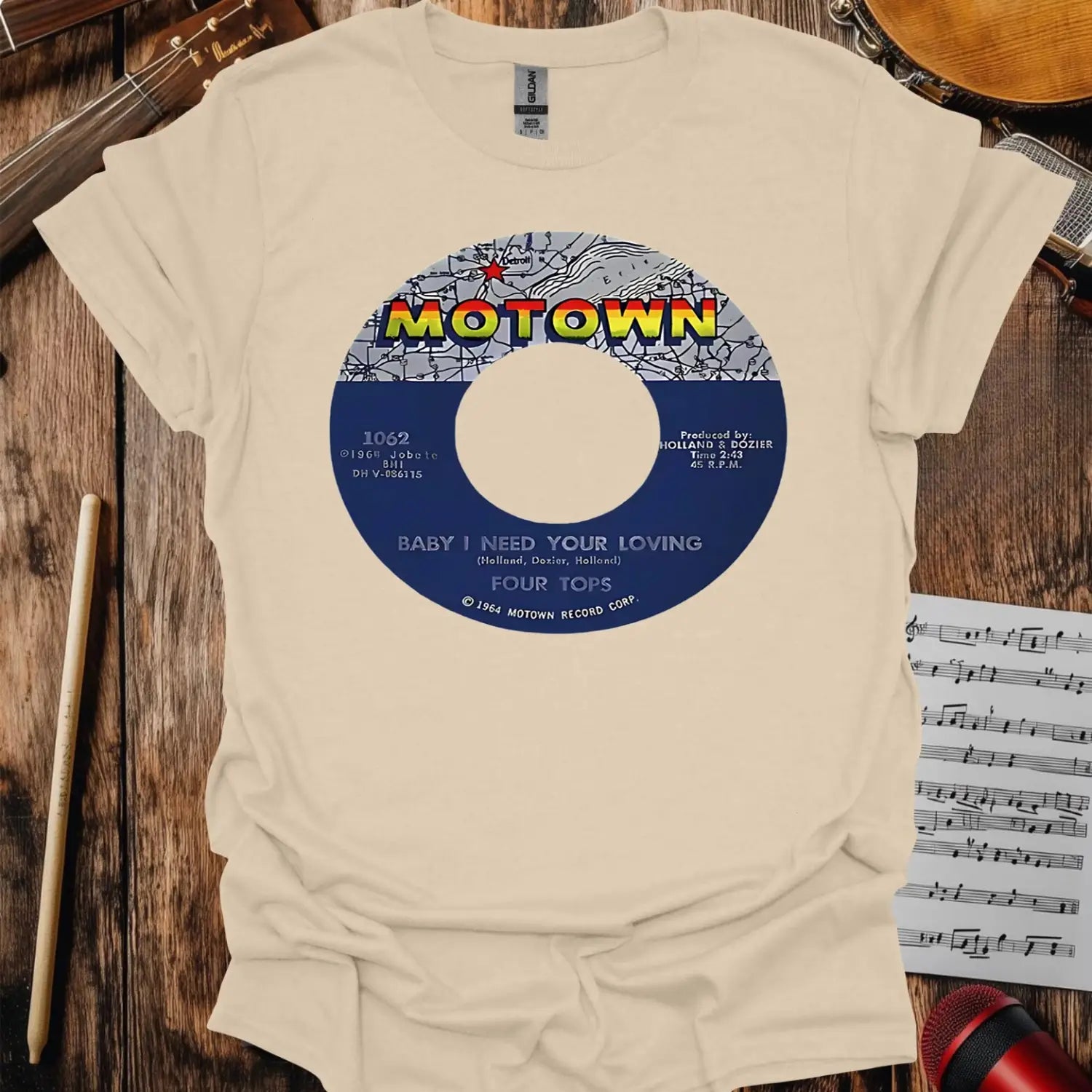 Vintage Motown Record T-shirt - S / Sand - T-Shirt