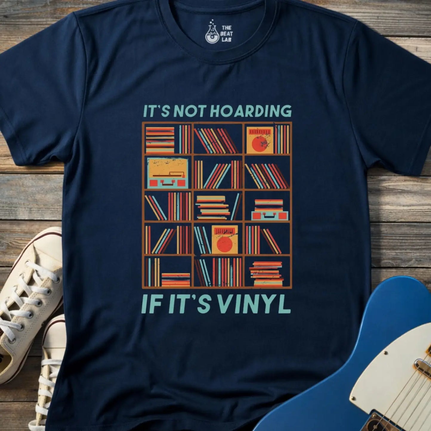 Vinyl ≠ Hoarding T-shirt - Navy / S - T-Shirt