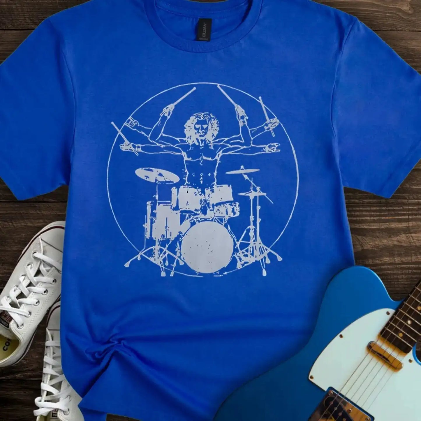 Vitruvian Drummer T-shirt Royal