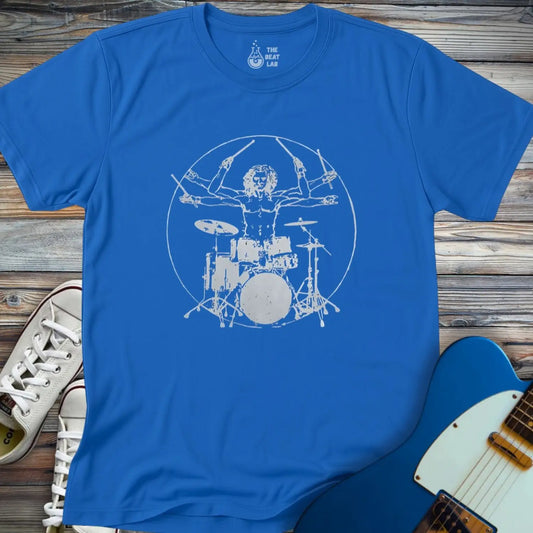 Vitruvian Drummer T-shirt - Royal / S - T-Shirt
