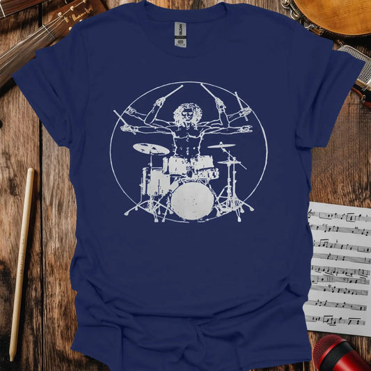 Vitruvian Drummer T-shirt - S / Navy - T-Shirt
