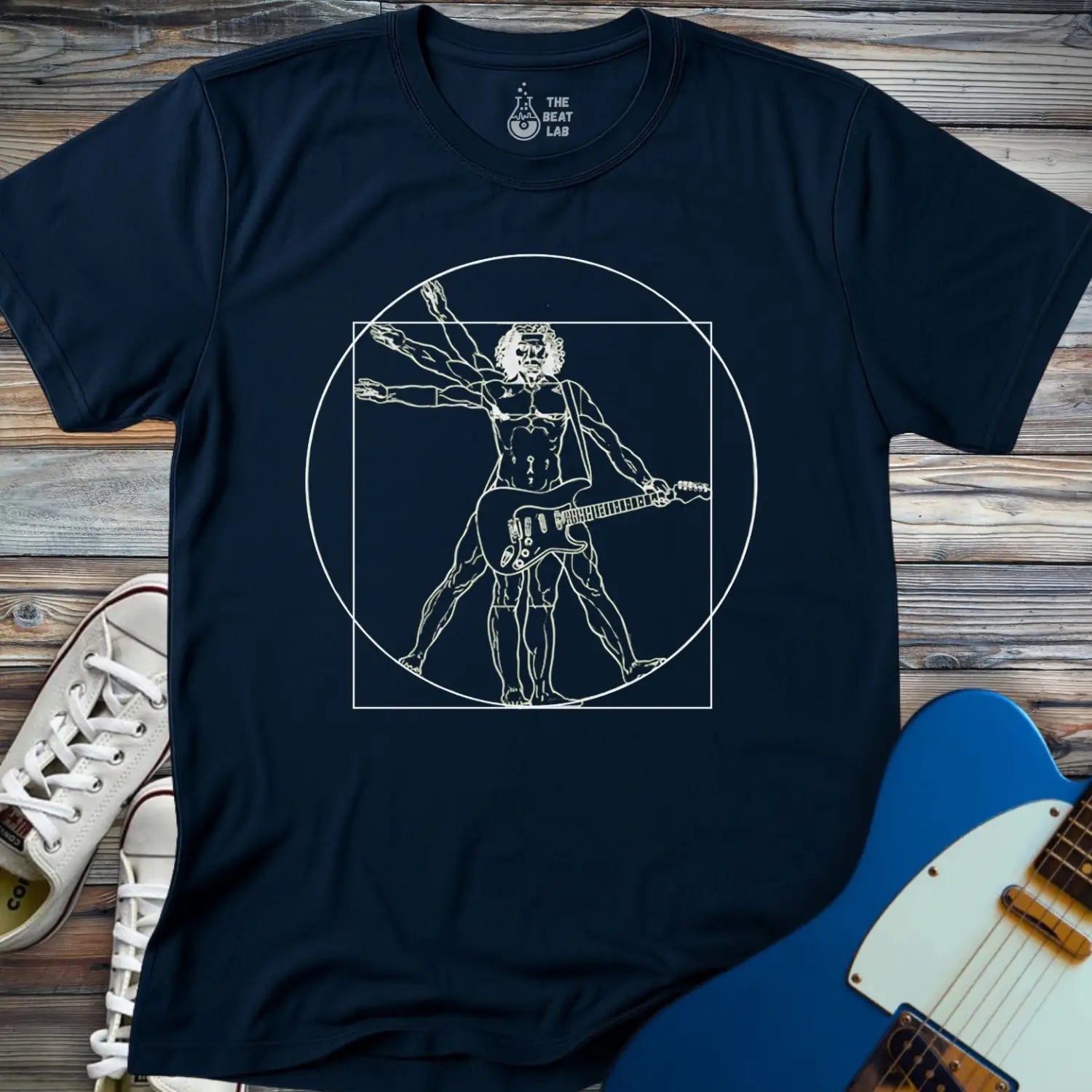 Vitruvian Rocker T-shirt - Navy / S - T-Shirt