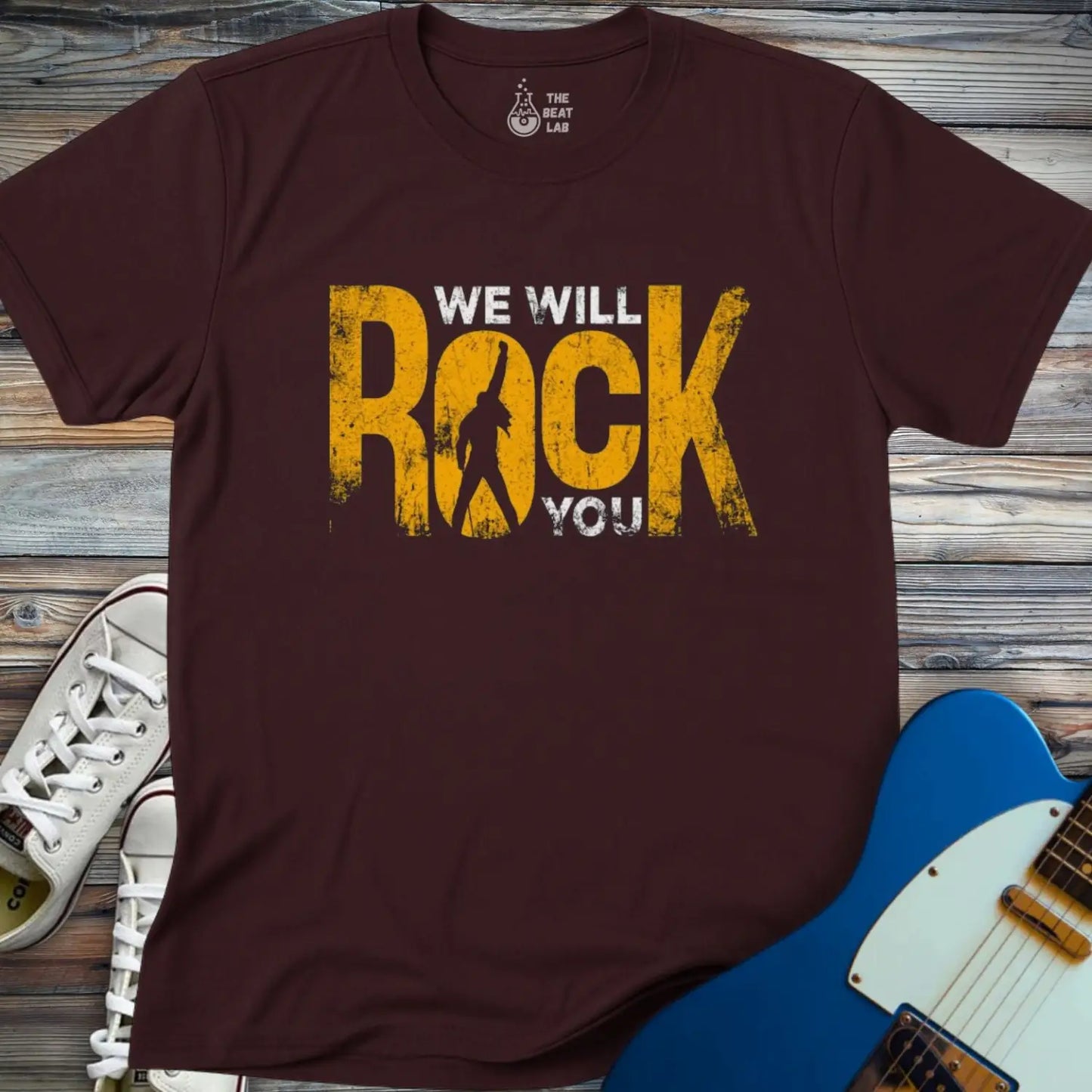 We Will Rock You T-shirt - Dark Chocolate / S - T-Shirt