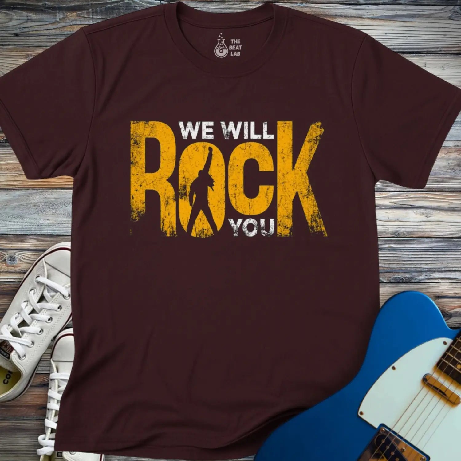 We Will Rock You T-shirt - Dark Chocolate / S - T-Shirt