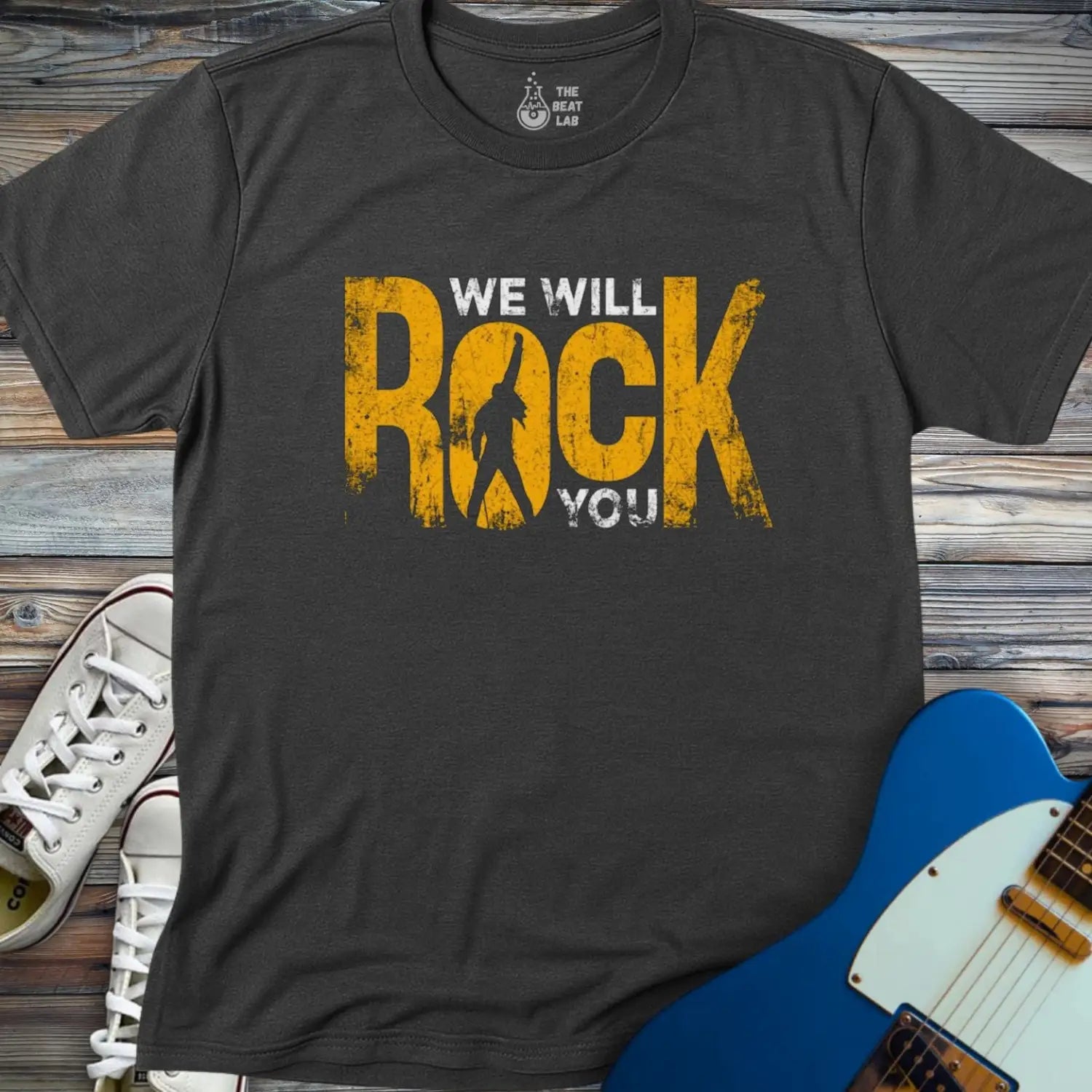 We Will Rock You T-shirt - Dark Heather Grey / S - T-Shirt