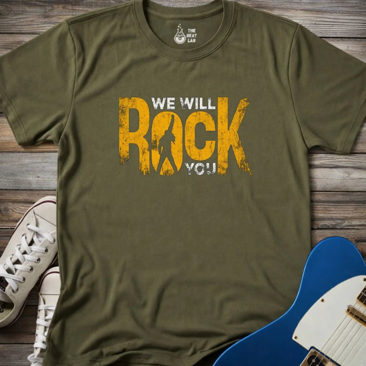 We Will Rock You T-shirt - Military Green / S - T-Shirt