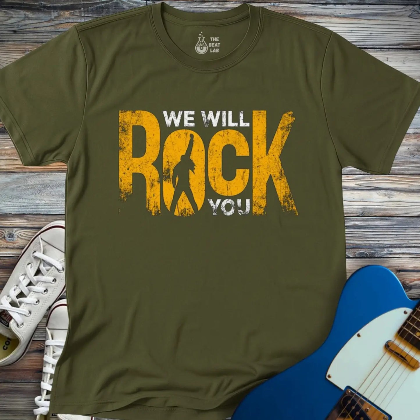 We Will Rock You T-shirt - Military Green / S - T-Shirt
