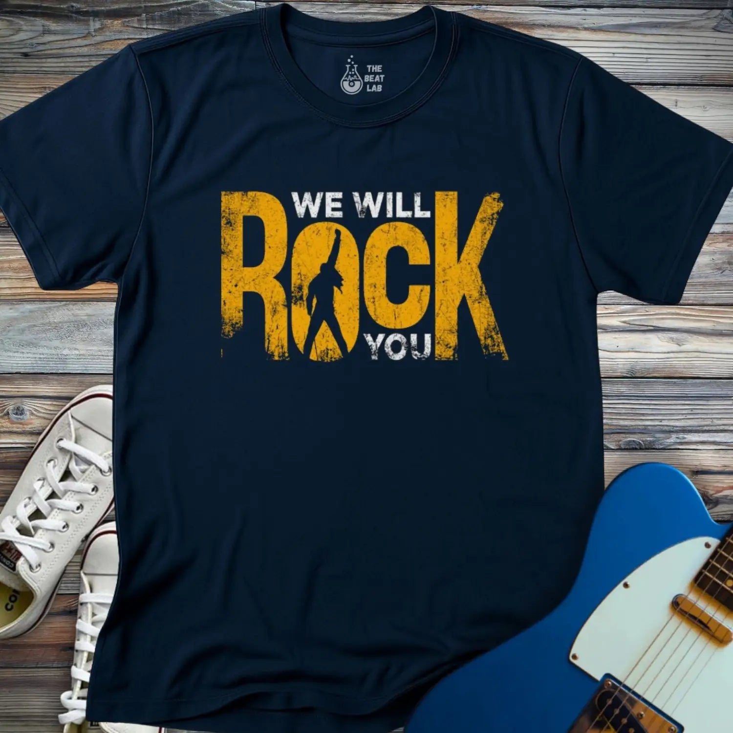 We Will Rock You T-shirt - Navy / S - T-Shirt