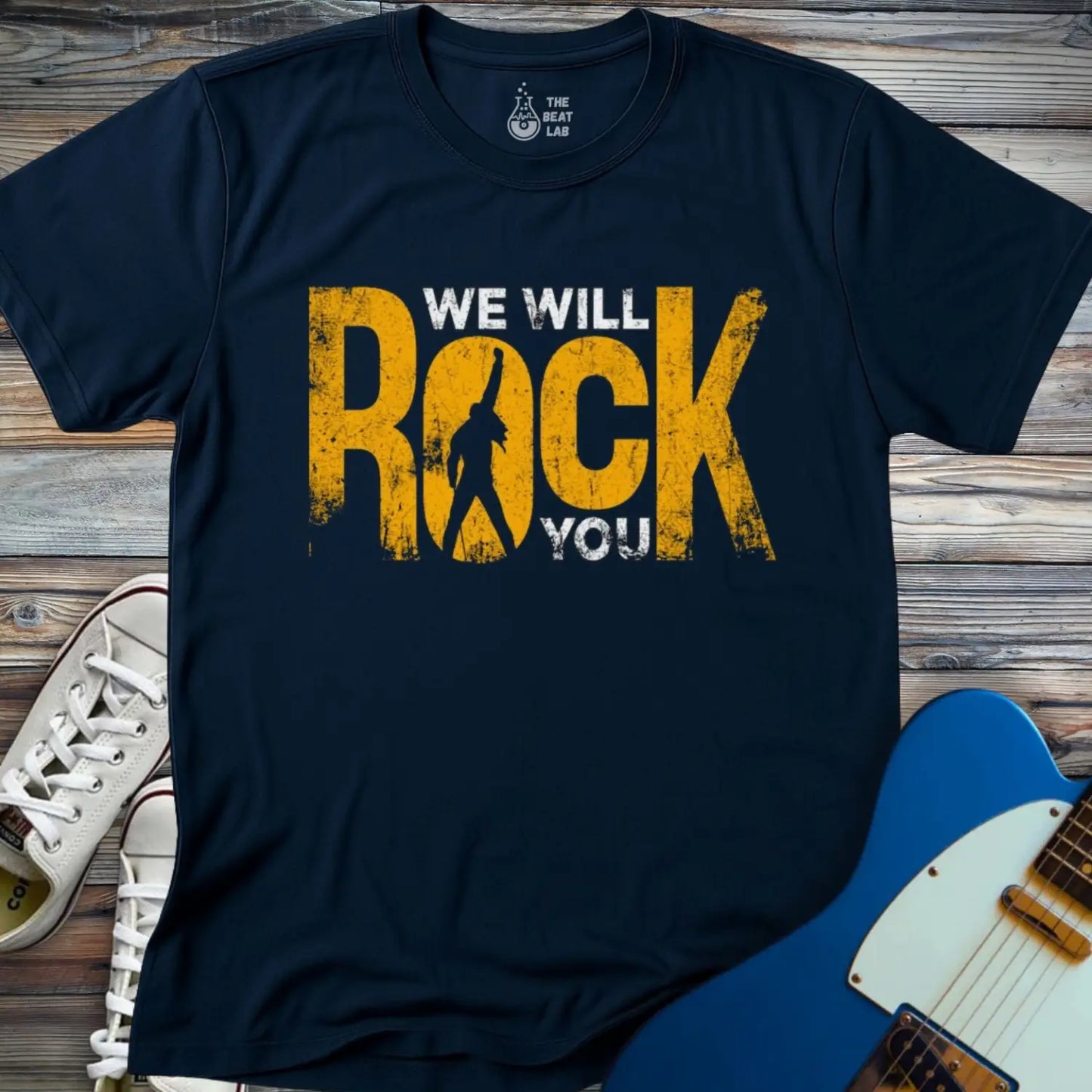 We Will Rock You T-shirt - Navy / S - T-Shirt